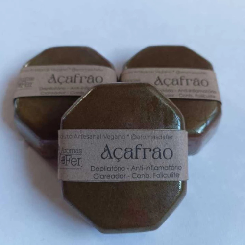 Kit 3 Sabonetes de Açafrão – Depilação Suave e Clareamento Natural ✨