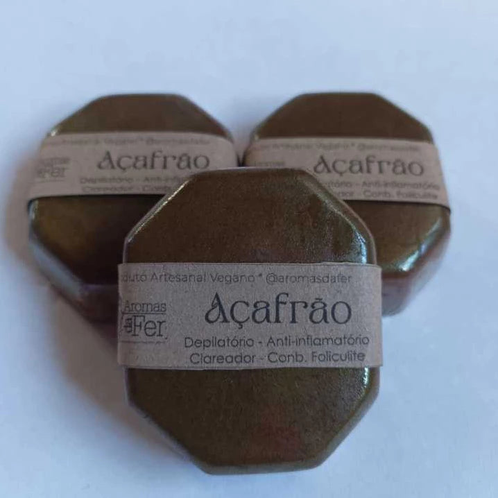 Kit 3 Sabonetes de Açafrão – Depilação Suave e Clareamento Natural ✨