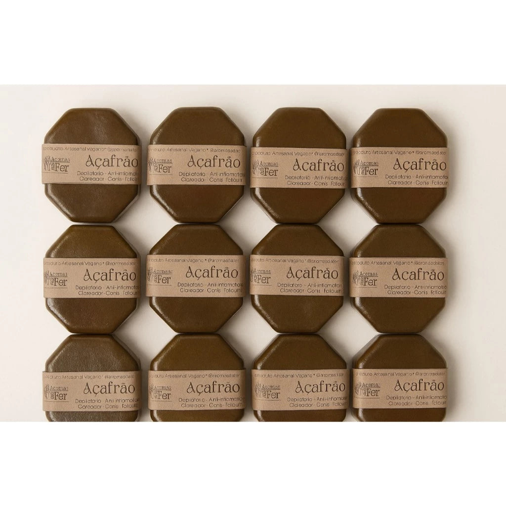 Kit 3 Sabonetes de Açafrão – Depilação Suave e Clareamento Natural ✨